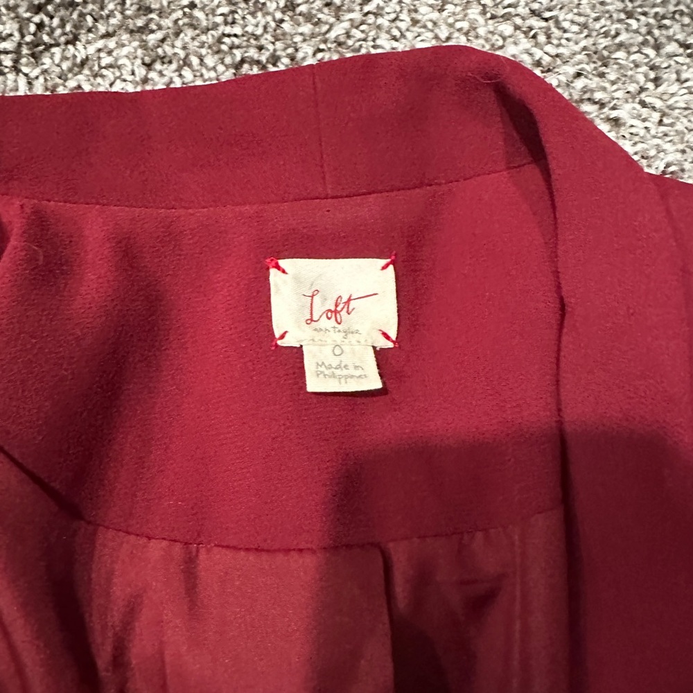 LOFT burgundy open blazer